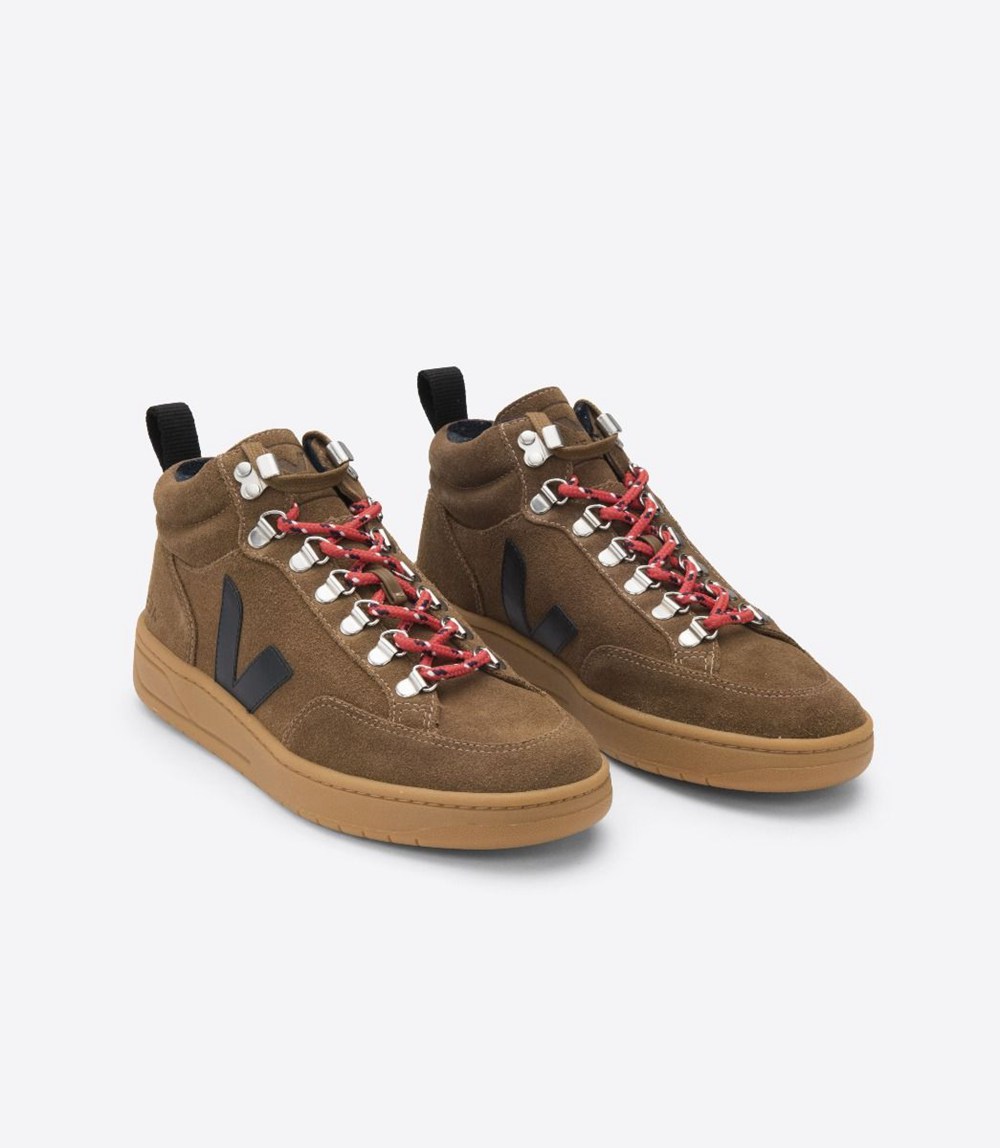 Veja Trainers Mens Brown/Black - Roraima Suede - SJPF-98153